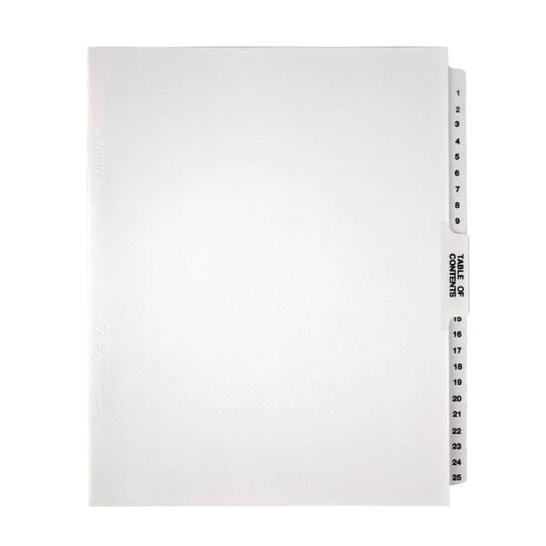 Office Depot Brand Legal Index Exhibit Black/White Unpunched Dividers With Laminated Tabs
