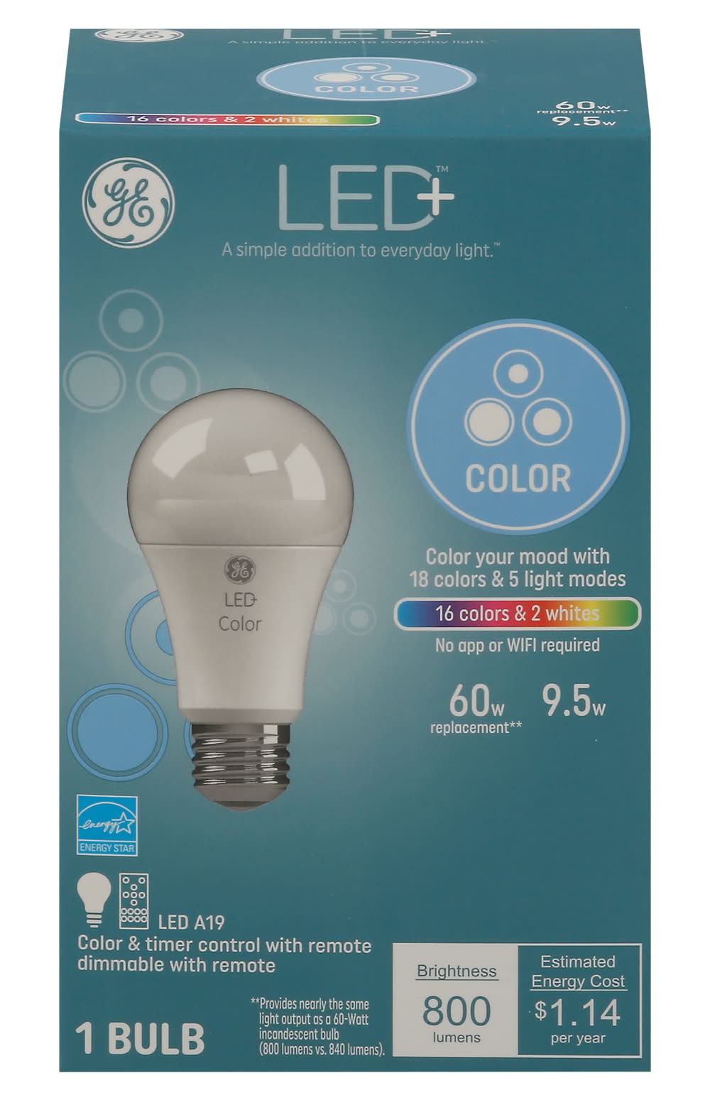 General Electric Led+ Light Bulb 9.5 Watts Color