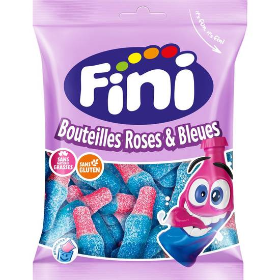 Bonbons bouteilles roses et bleues acidulés halal Fini 90g
