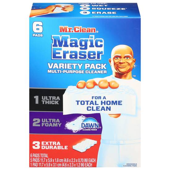 Mr. Clean Magic Eraser Variety pack With Ultra Thick, Ultra Foamy, and Extra Durable Multi Purpose Cleaners