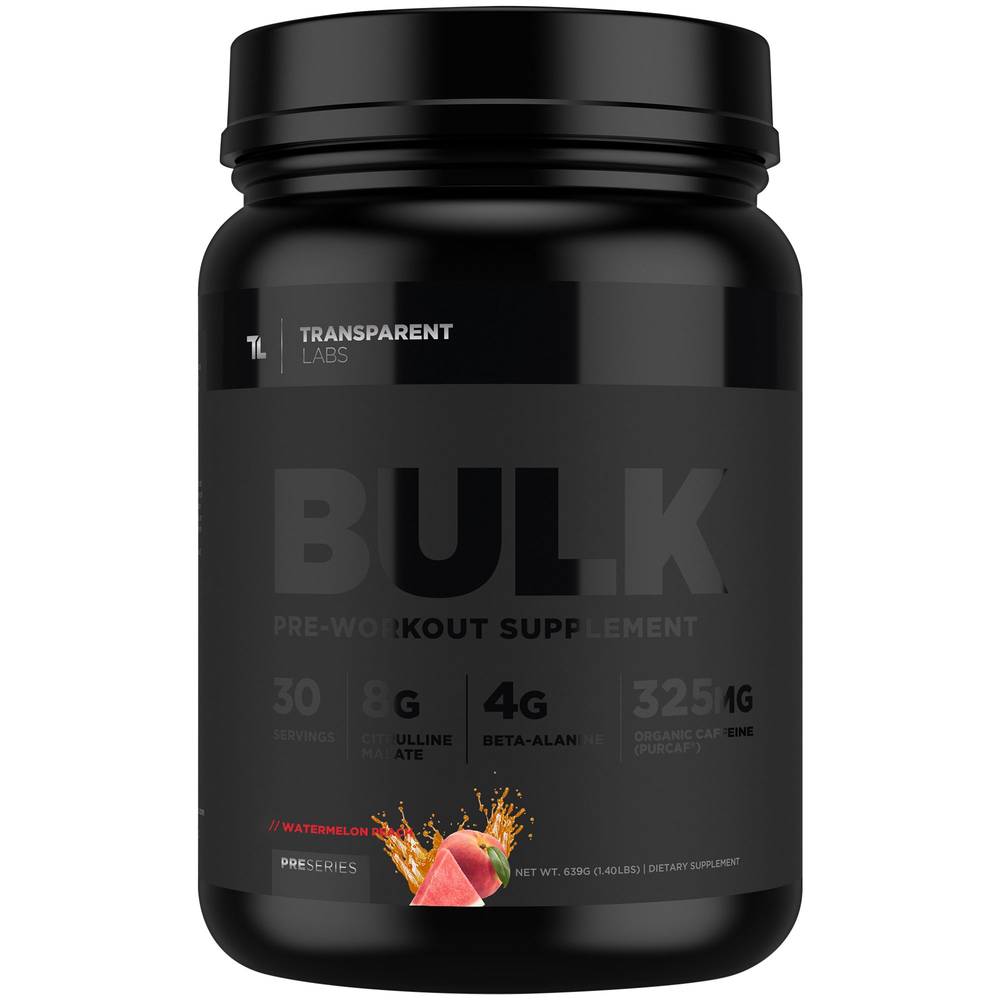 Transparent Labs Bulk Pre Workout Supplement, Watermelon-Peach (1.4 lbs)