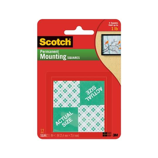 Scotch 1" X 1" White Permanent Mounting Tape Squares