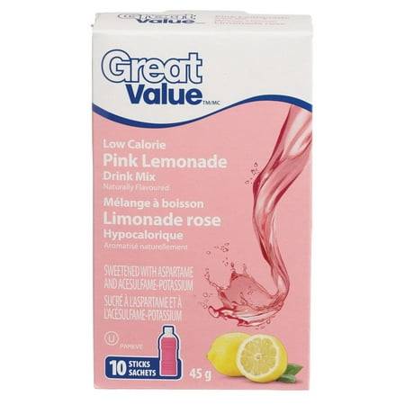 Great Value Low Calorie Pink Lemonade Drink Mix Sticks (10 units)