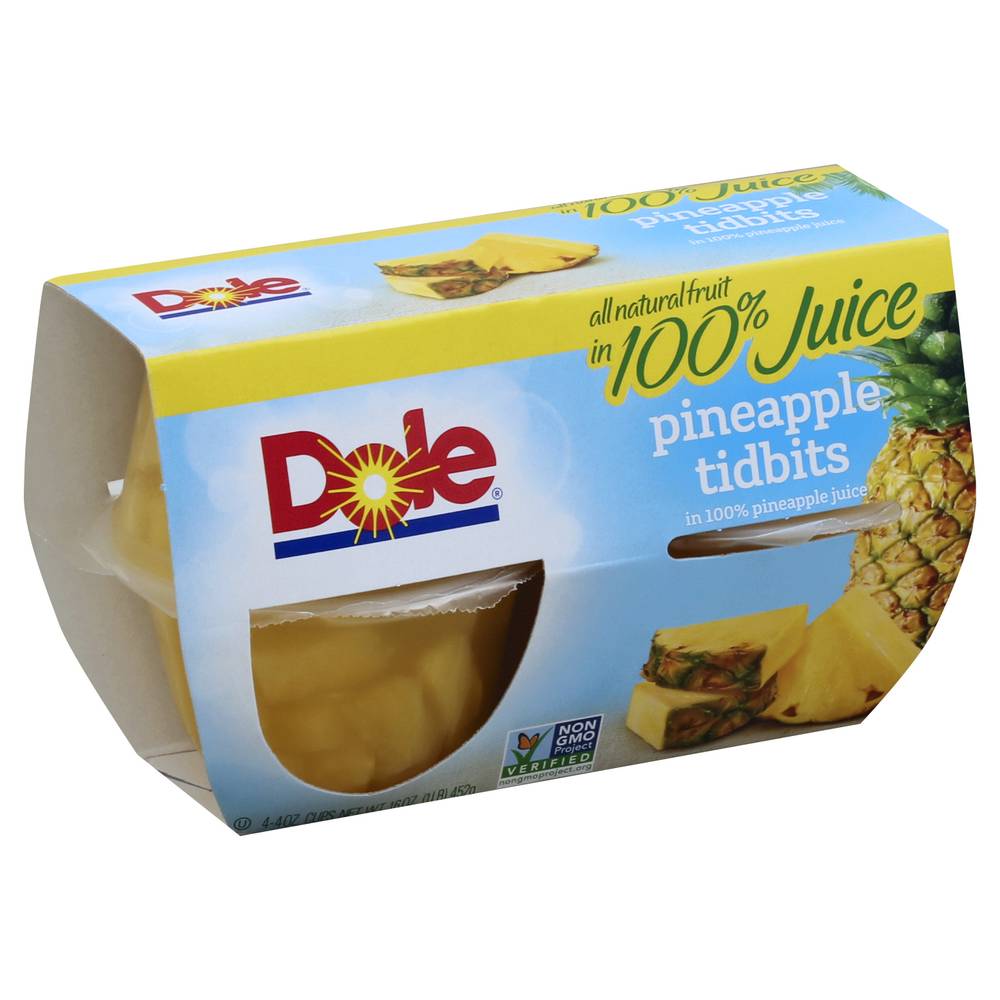 Dole In 100% Juice Tidbits Pineapple Paradise (16 oz, 4 ct)