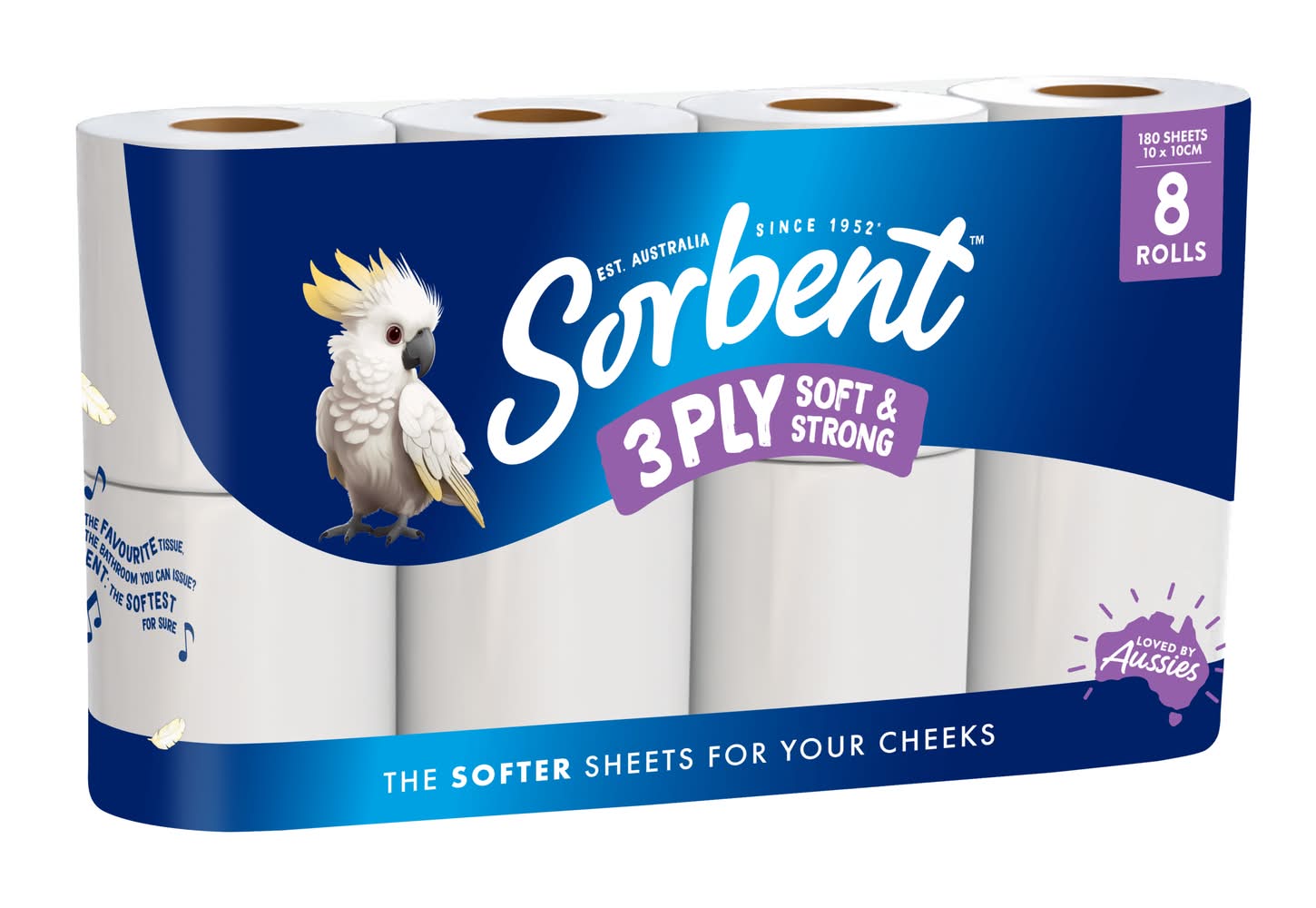 Sorbent Silky White Toilet Tissue, 10 x 10.5 cm (8 pack)