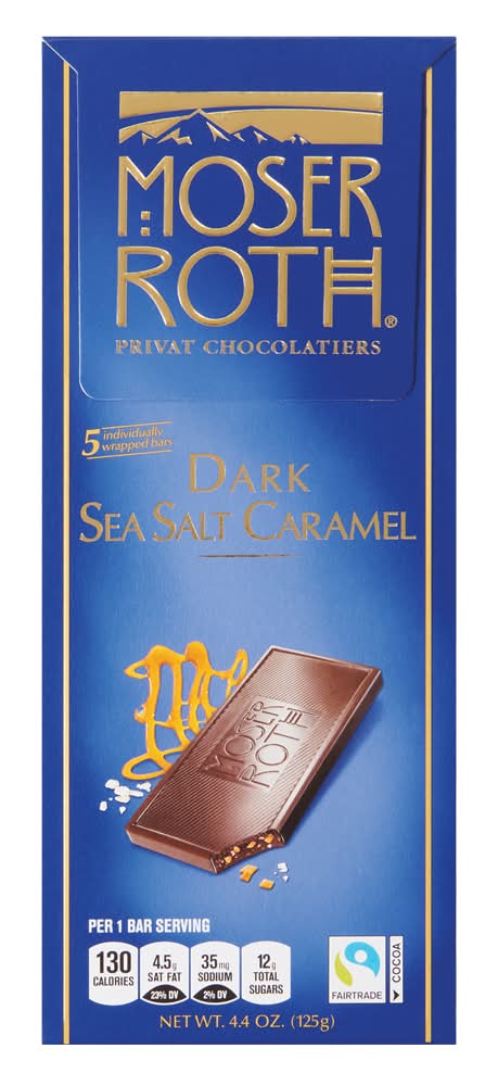 Moser Roth Dark Chocolate Bars, Sea Salt-Caramel (4.4 oz, 5 ct)