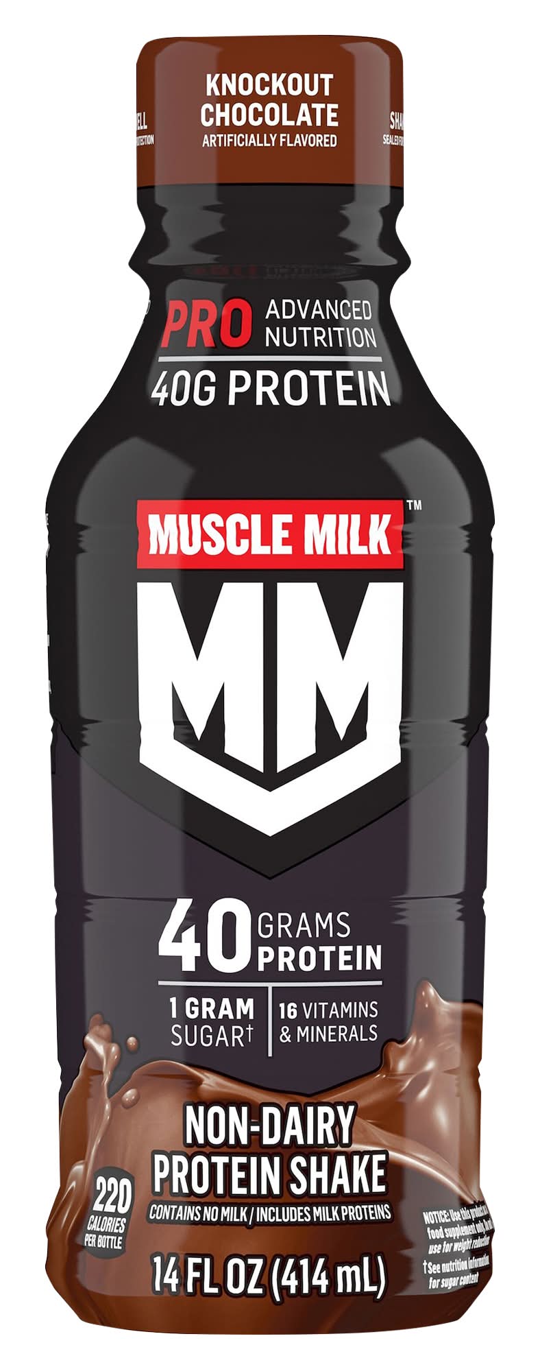 Muscle Milk Pro Series Non Dairy Nutrition Protein Shake, Knockout Chocolate (14 fl oz)