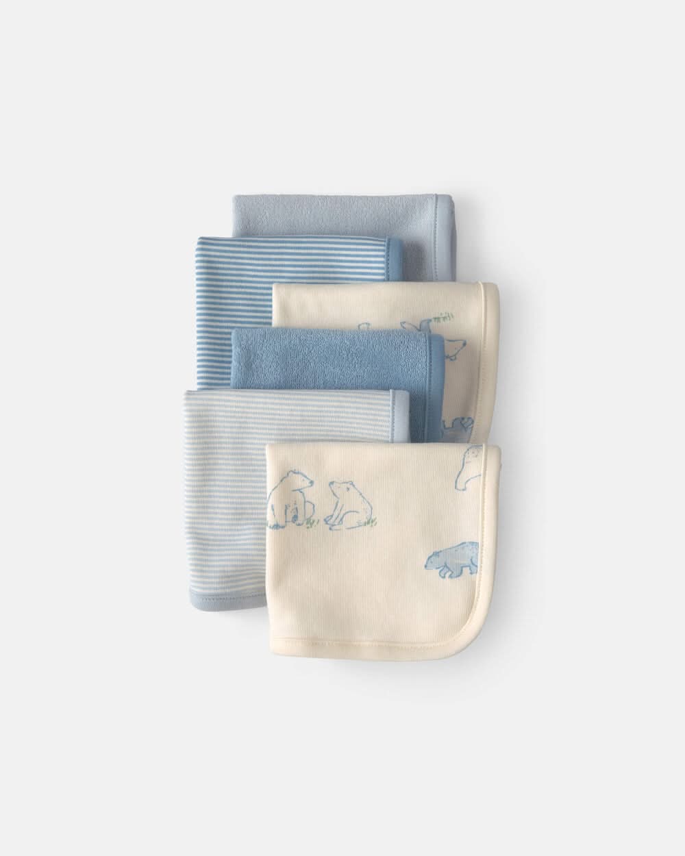 Baby 6-Pack Bear Terry Washcloths - Blue - One Size