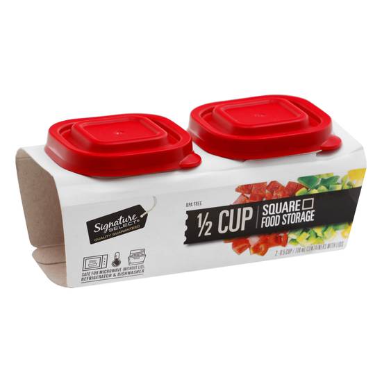 Signature Select 1/2 Cup Square Food Storage (2 ct)