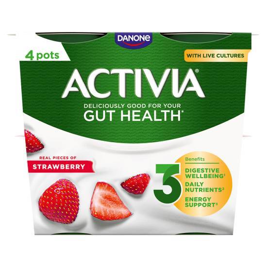 Activia Strawberry, Gut Health Yogurt (4 x 115g)