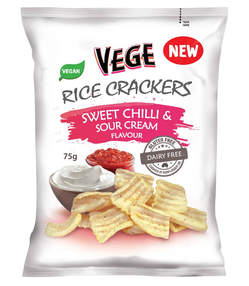 Vege Chips Rice Crackers, Sweet Chilli-Sour Cream (75g)