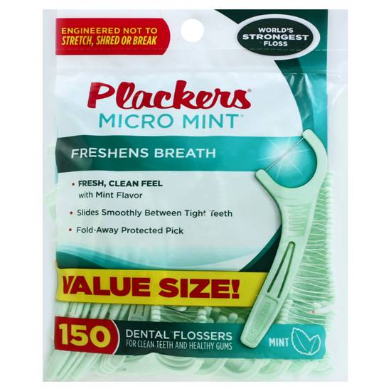 Plackers Micro Mint Freshens Breath Dental Flossers (150 ct)