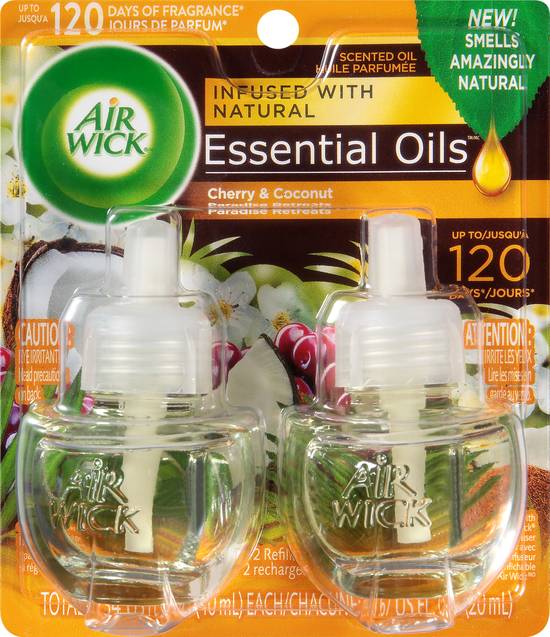 Air Wick Essential Oils Cherry & Coconut Scented Oil Refills (2 ct)