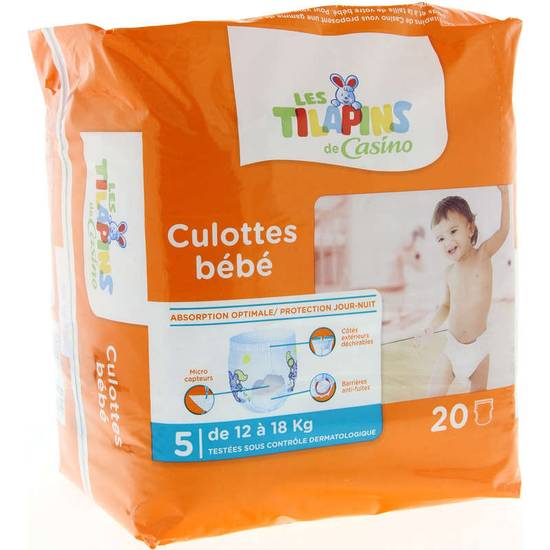 Couche bébé - Culottes bébé - Taille 5 - 12 à 18kg x20 LES TILAPINS