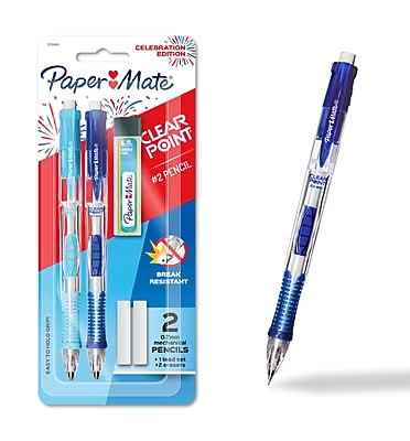 Paper Mate Clear Point Mechanical Pencil, 0.7mm, #2, Hard Lead, 2 Pencils/Pack (2230849)