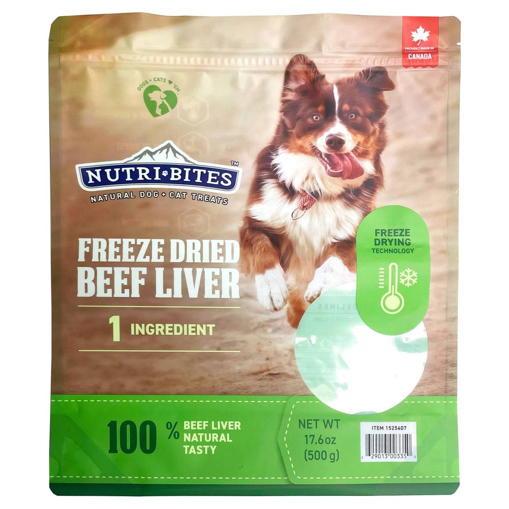 Nutribites Freeze Dried Beef Liver Dog & Cat Treats, 17.6 oz