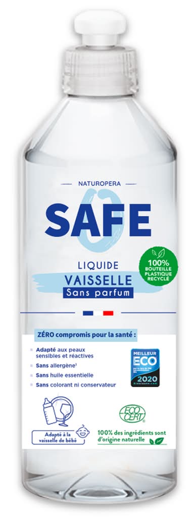 Safe - Liquide vaisselle ultra brillance sans parfum (500ml)