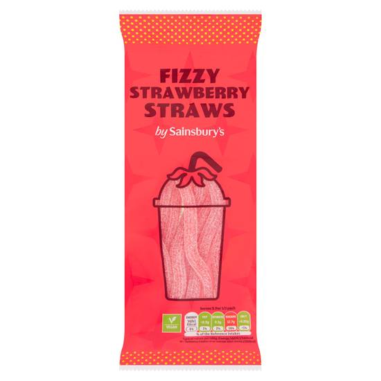 Sainsbury's Fizzy Strawberry Straws Sweets 70g