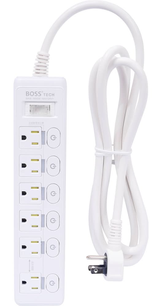 BOSS 按壓式7開6插3P高溫斷電延長線1.8米 S-85NC <1PC個 x 1 x 1PC個>
