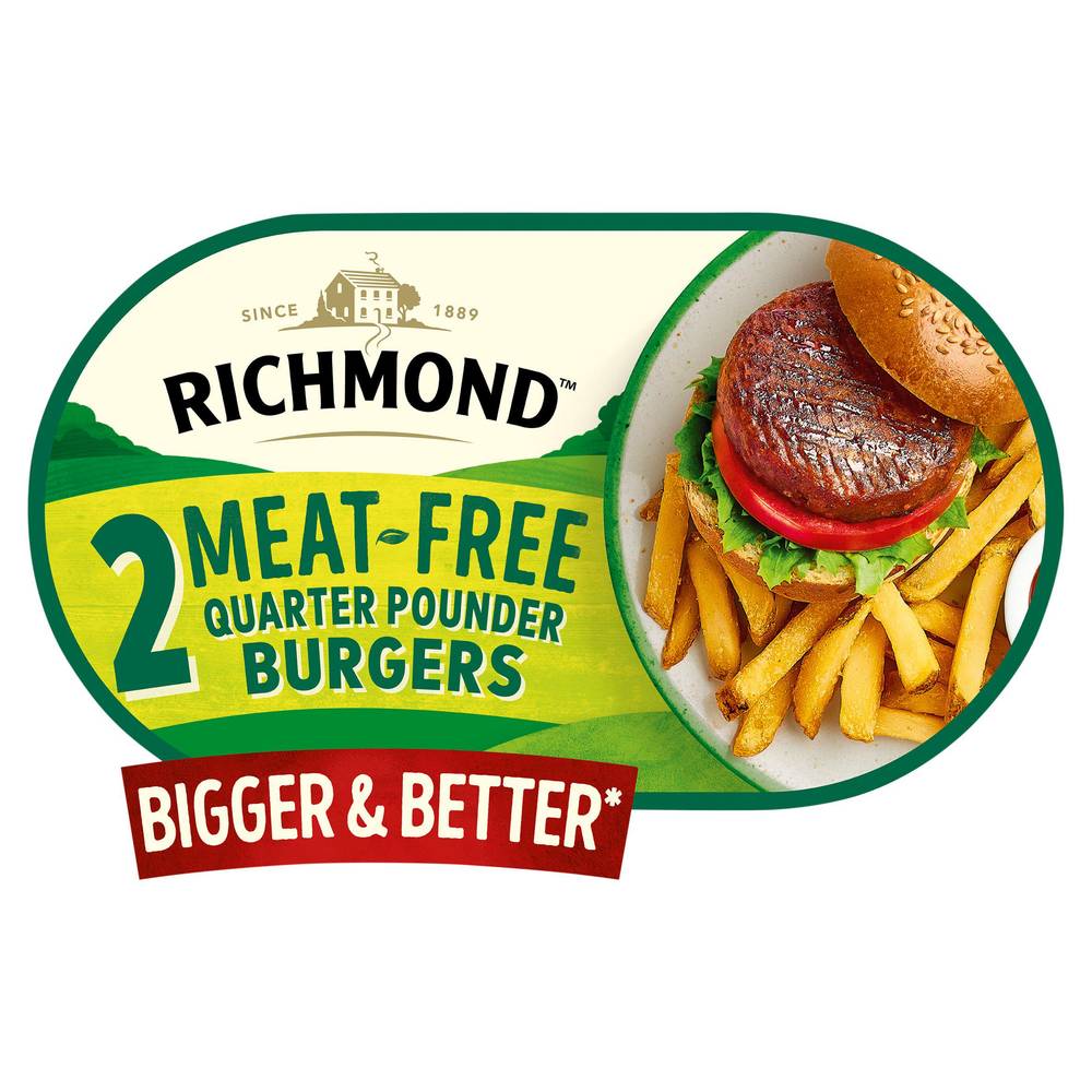 Richmond Vegan & Vegetarian Quarter Pounder Burgers x2 227g