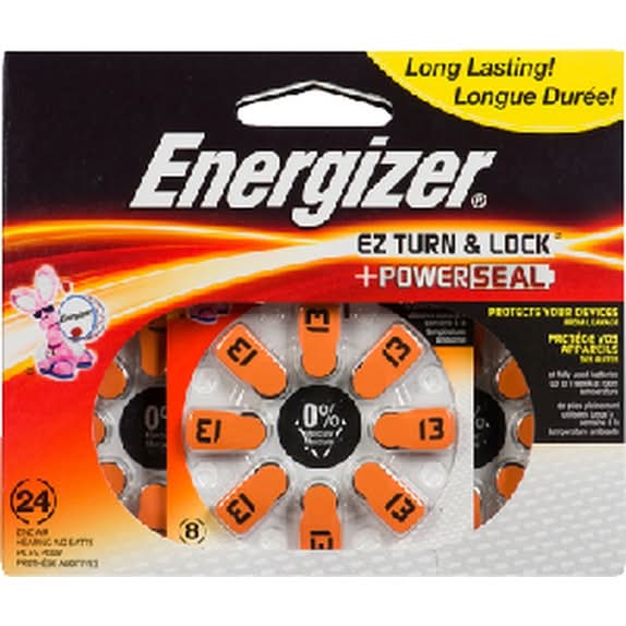 Energizer Size 13 Hearing Aid Batteries, Orange (24 ct)