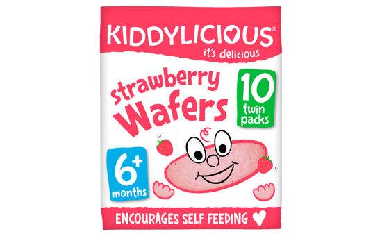 Kiddylicious Wafers, Strawberry, Baby Snack, 6 Months+, Multipack, 10x4g