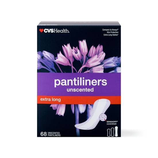 CVS Health Extra Long Panty Liners, Unscented, Super, 68 CT