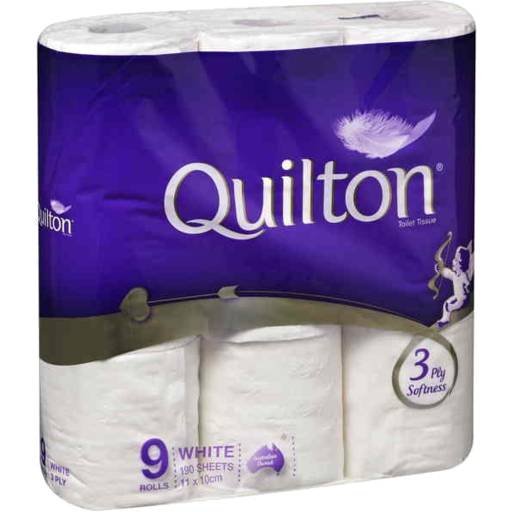 Quilton Classic 3ply Toilet Tissue, 11x10 cm, White (9 pack)