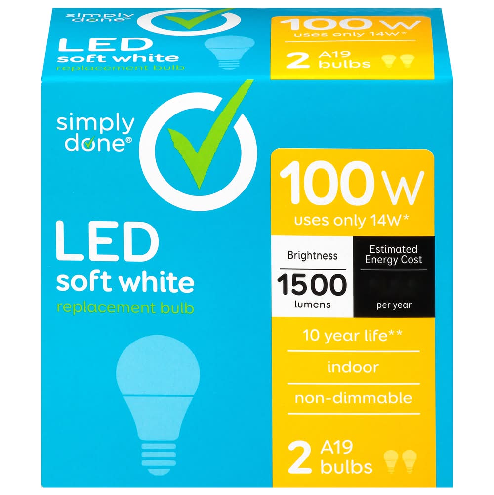 Simply Done 100W Led 1500 Lumens Soft White Light Bulbs