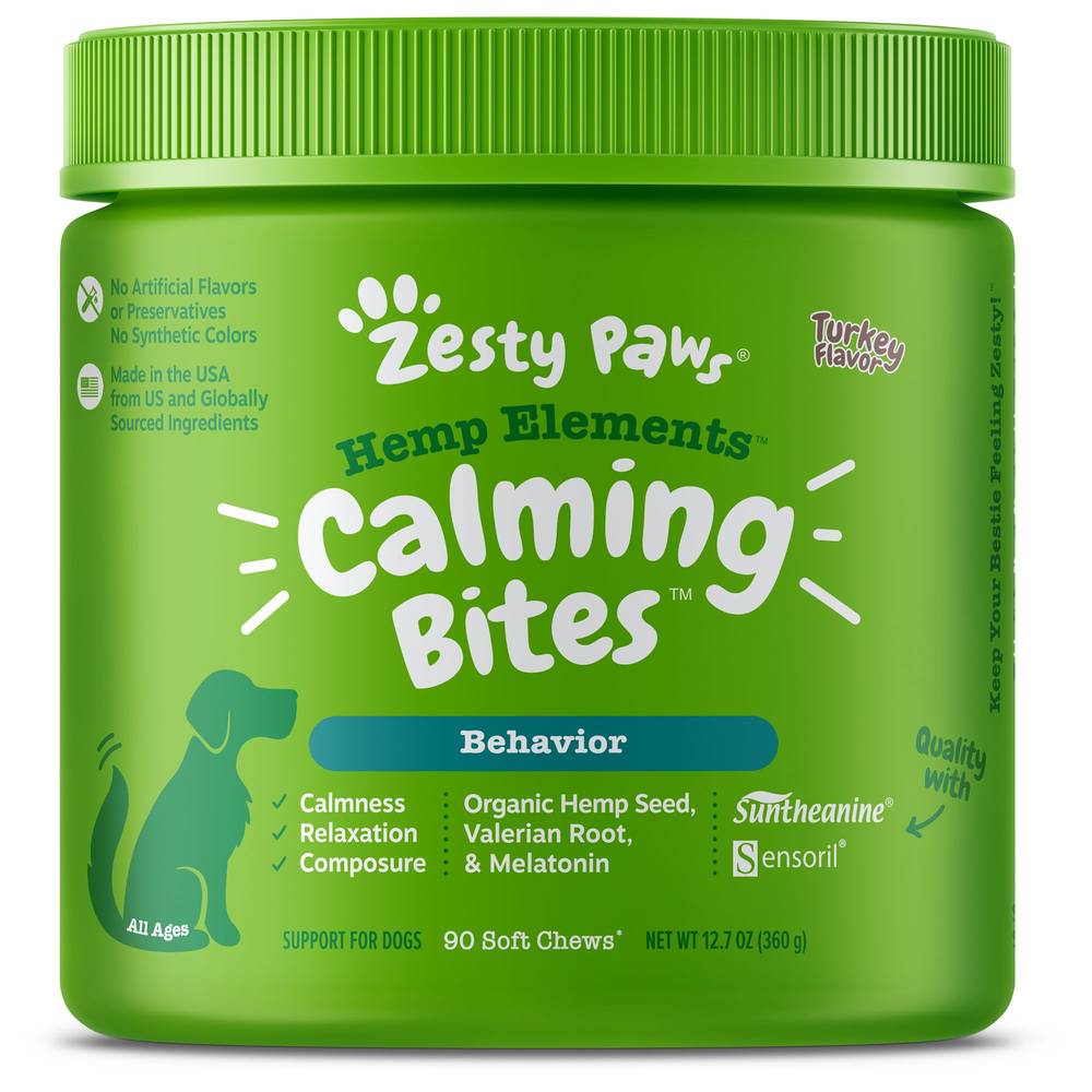 Zesty Paws Hemp Elements Calming Bites for Dogs - Turkey Flavor - 90 Ct (Size: 90 Count)