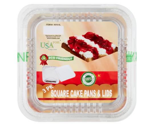 USA Foil Square Cake Pan Lid (3 ct)