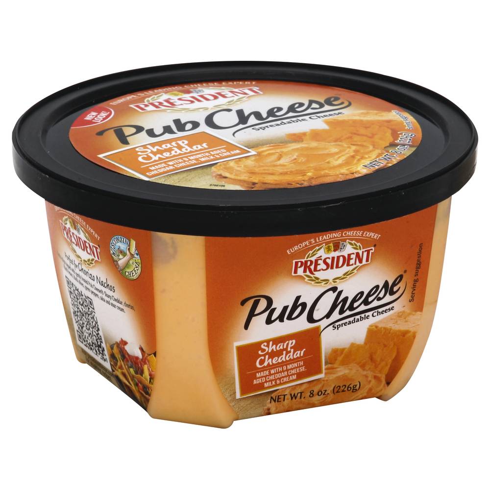 President Sharp Cheddar Spreadable Pub Cheese