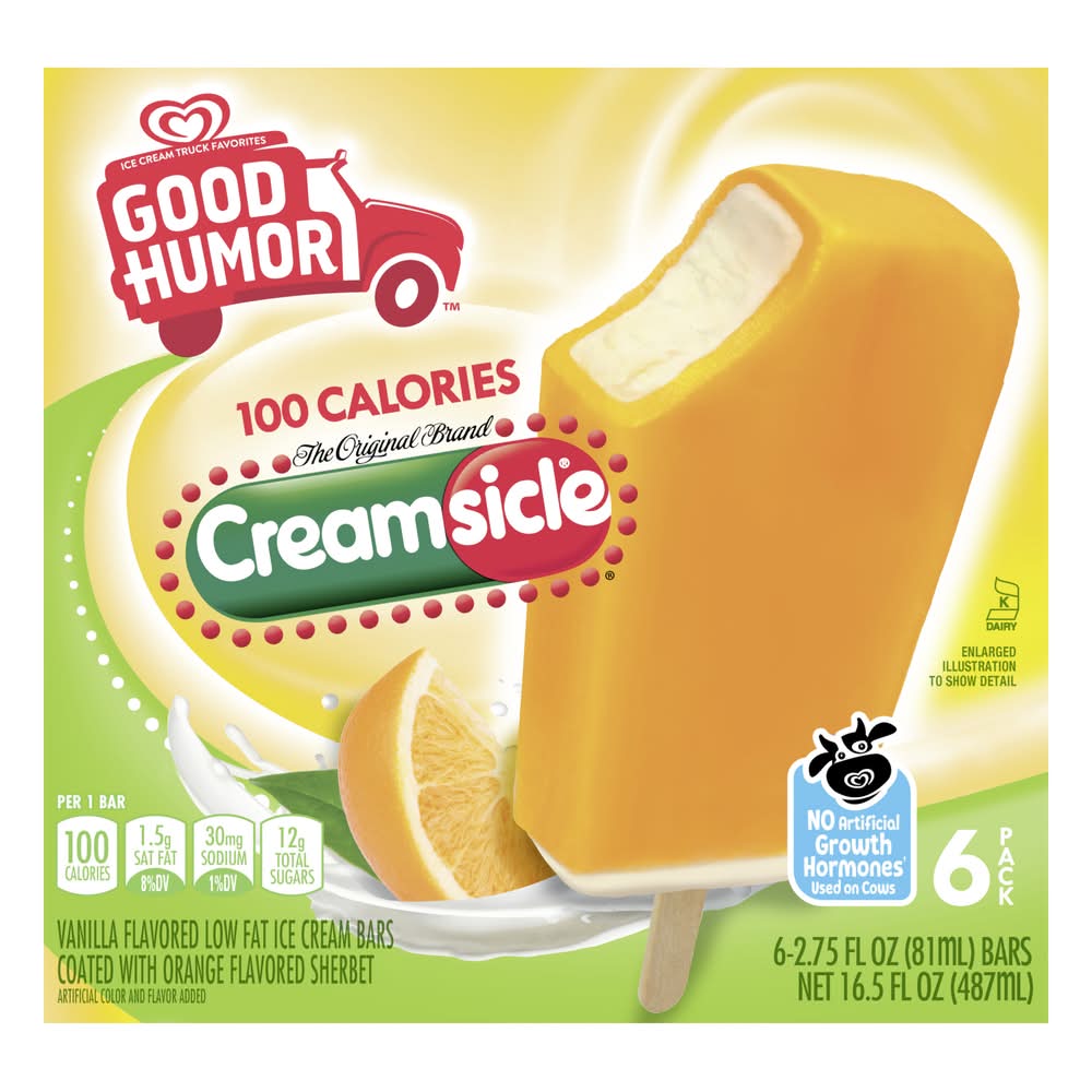 Good Humor Creamsicle Ice Cream Bars, Vanilla (6 x 2.75 fl oz)
