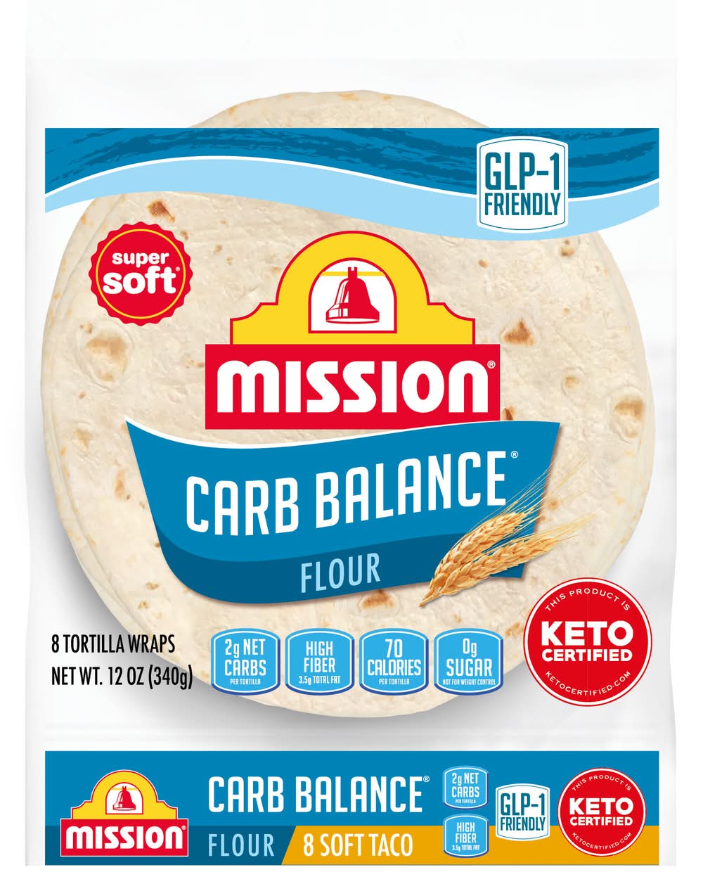 Mission Carb Balance Soft Taco Flour Tortilla Wraps (12 oz, 8 ct)
