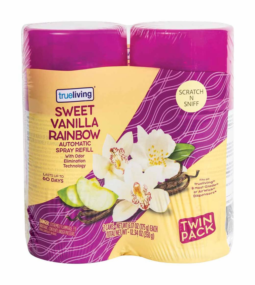 True Living Automatic Spray Refill Air Air Fresheners, Sweet Vanilla Rainbow (12.34 oz, 2 ct)