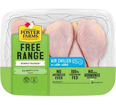 Foster Farms No Antibiotics Ever Chicken Drumsticks - 1.25-2.1lbs - price per lb
