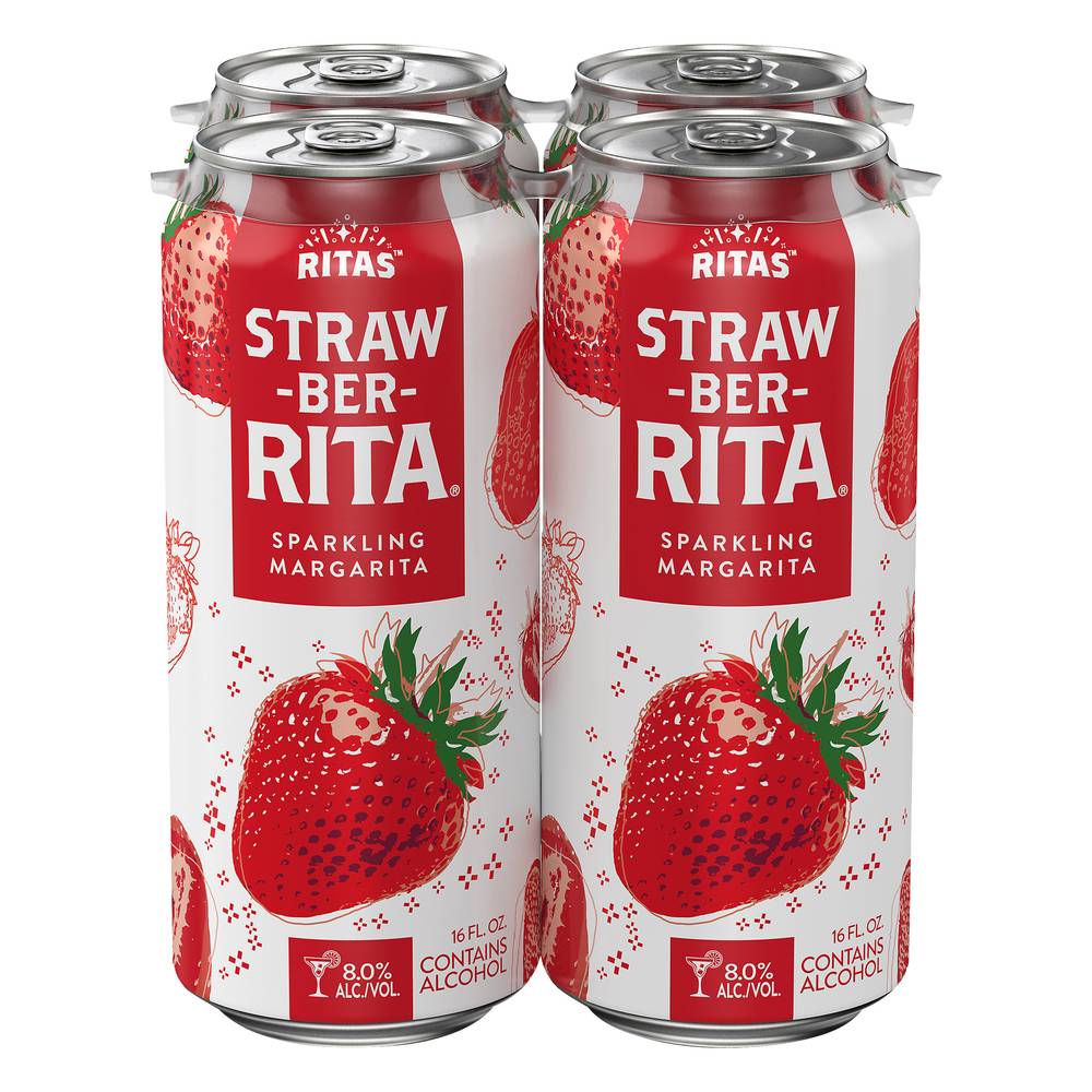 Ritas Straw-Ber-Rita Sparkling Margarita (4 x 16 fl oz)
