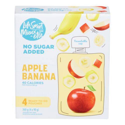 Life smart collations de fruits pressé des pommes à la banane (4/90 g) - apple banana squeezable fruit snacks (4 x 90 g)