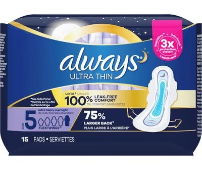 Always ultra thin serviettes de nuit avec flexi-wings (15 unités) (female/taille 5) - always ultra thin overnight pads with flexi wings, 5 (15 ct)