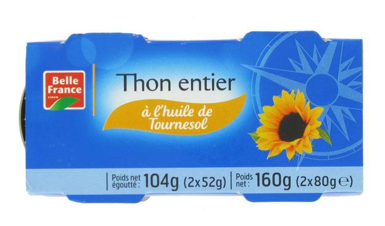 Thon entier huile tournesol bf boite 2 x 1/10 160g