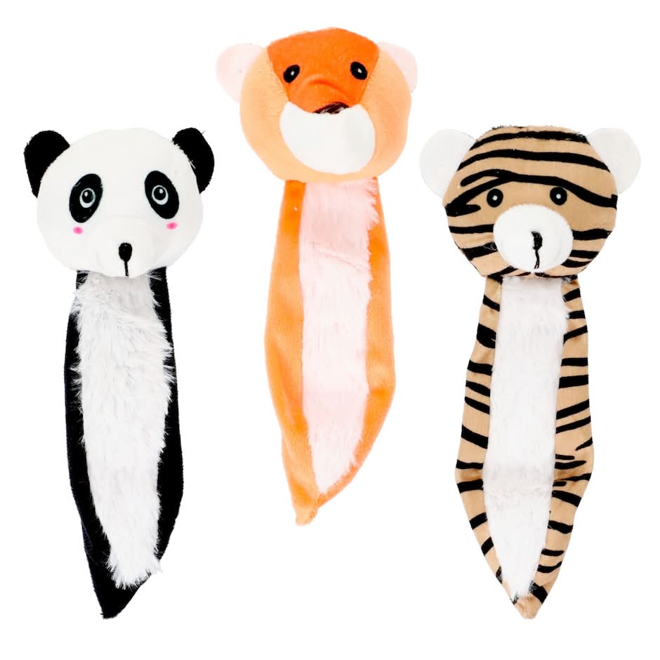 Greenbrier Kennel Club Bone Shaped Squeaky Dog Toys, Black-Green-Pink-Red (4 pack)