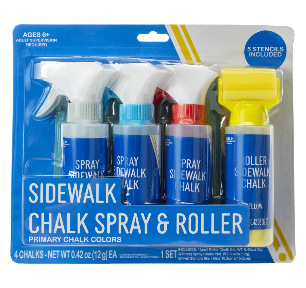 Sidewalk Chalk Spray & Roller Set Primary