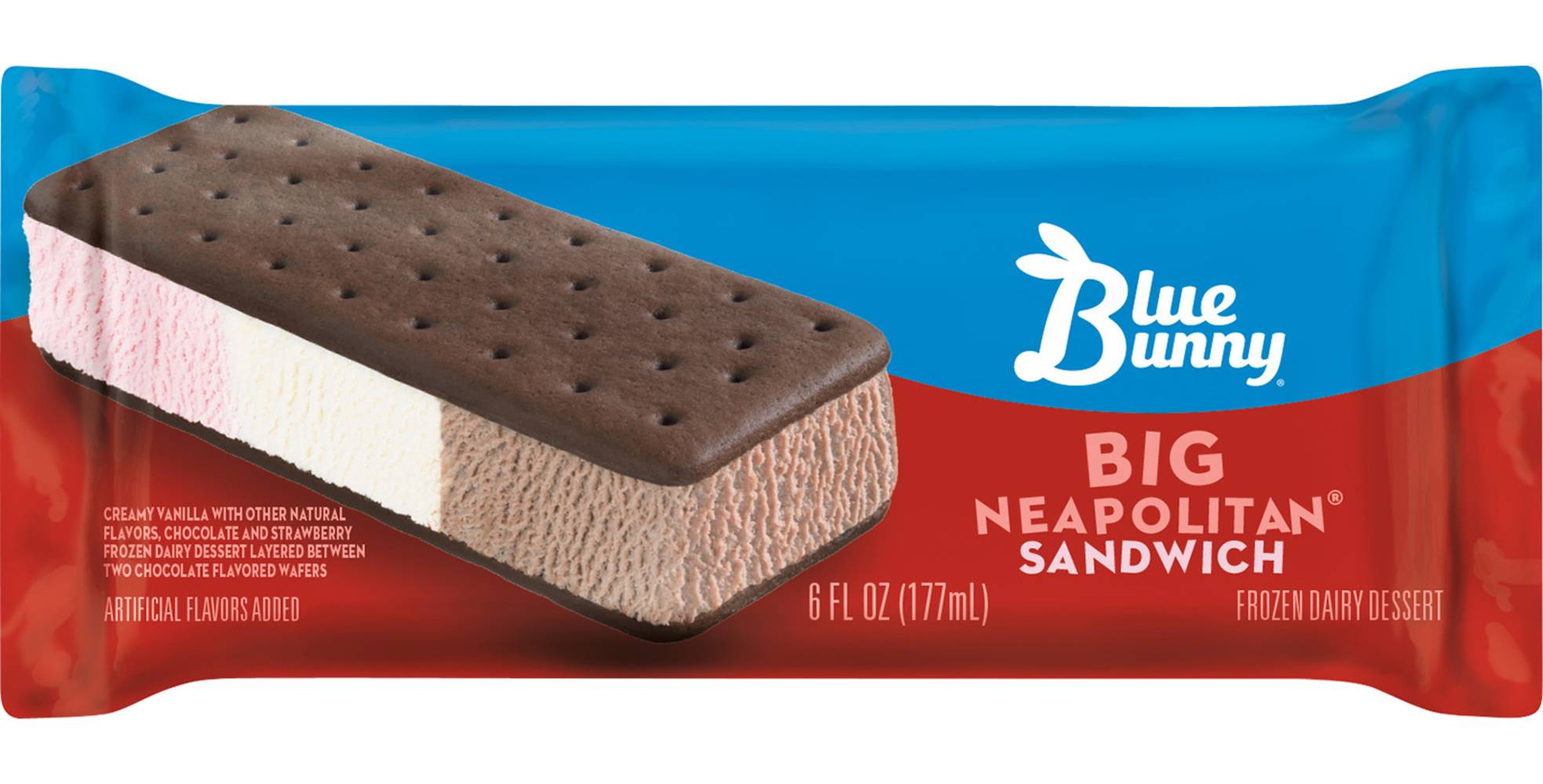 Blue Bunny Big Neapolitan Ice Cream Sandwich Bar (6 fl oz)