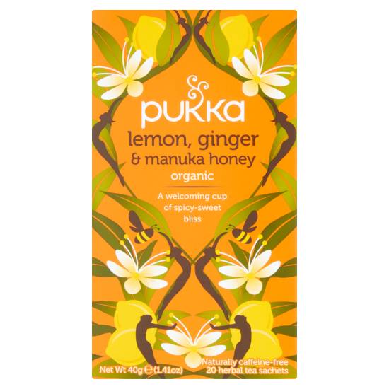 Pukka Organic Lemon Ginger & Manuka Honey Herbal Tea Sachets (20 pack)