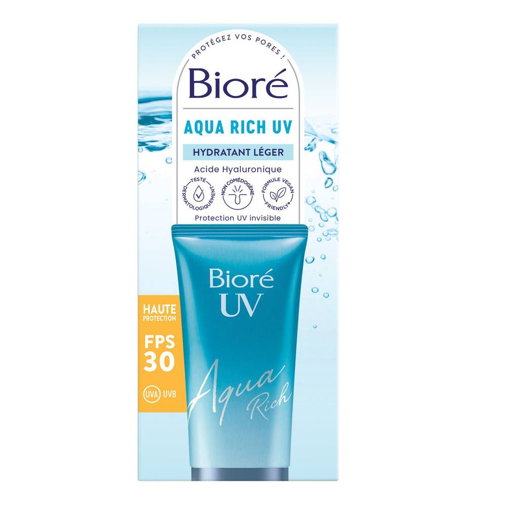 Bioré - Soin visage hydratant léger spf30 aqua rich uv (50ml)