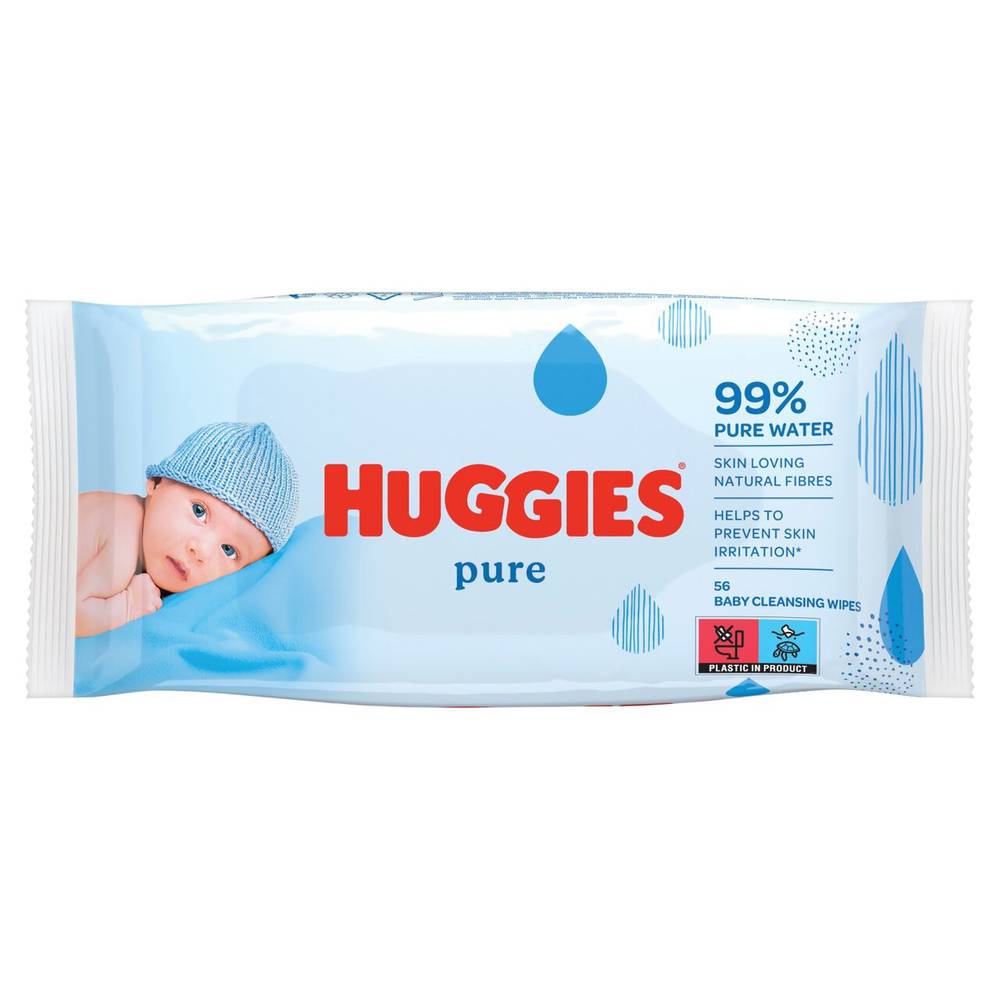 Huggies Pure 99% Water Baby Wipes (56 per pack)