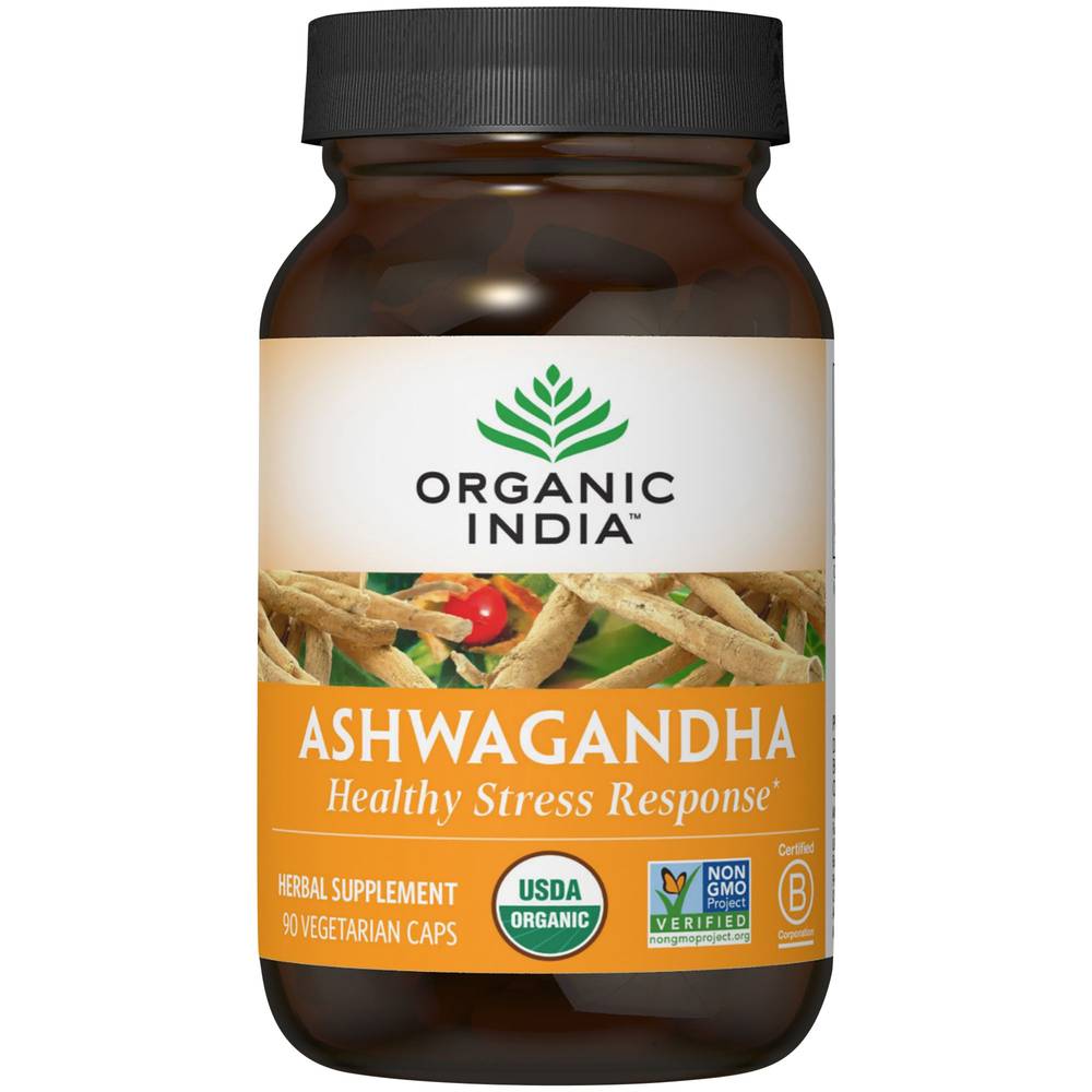 Organic India Ashwagandha Healthy Stress Response Herbal Supplement Capsules