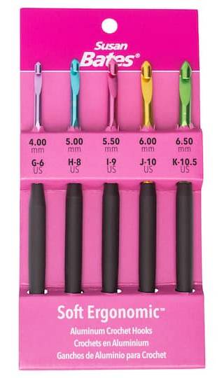 Susan Bates Soft Ergonomic Crochet Hook Set, Assorted (5 ct)