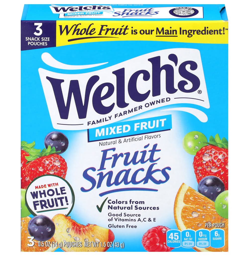 Welch's Fruit Snacks, Mixed Fruit (3 x 0.5 oz)