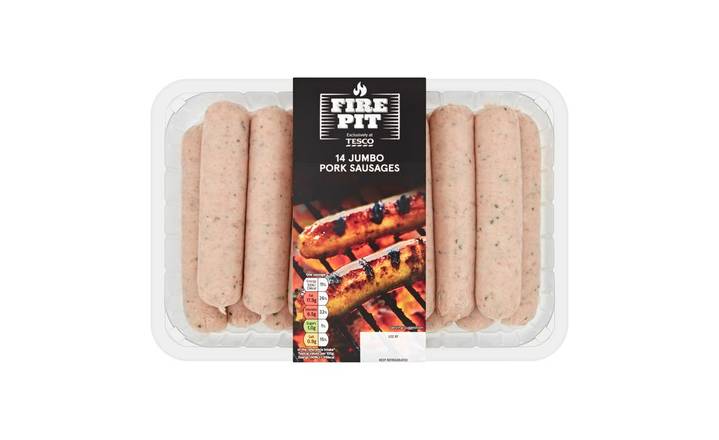 Tesco Fire Pit Jumbo Pork Sausages 1.12kg 14 Pack (401404)